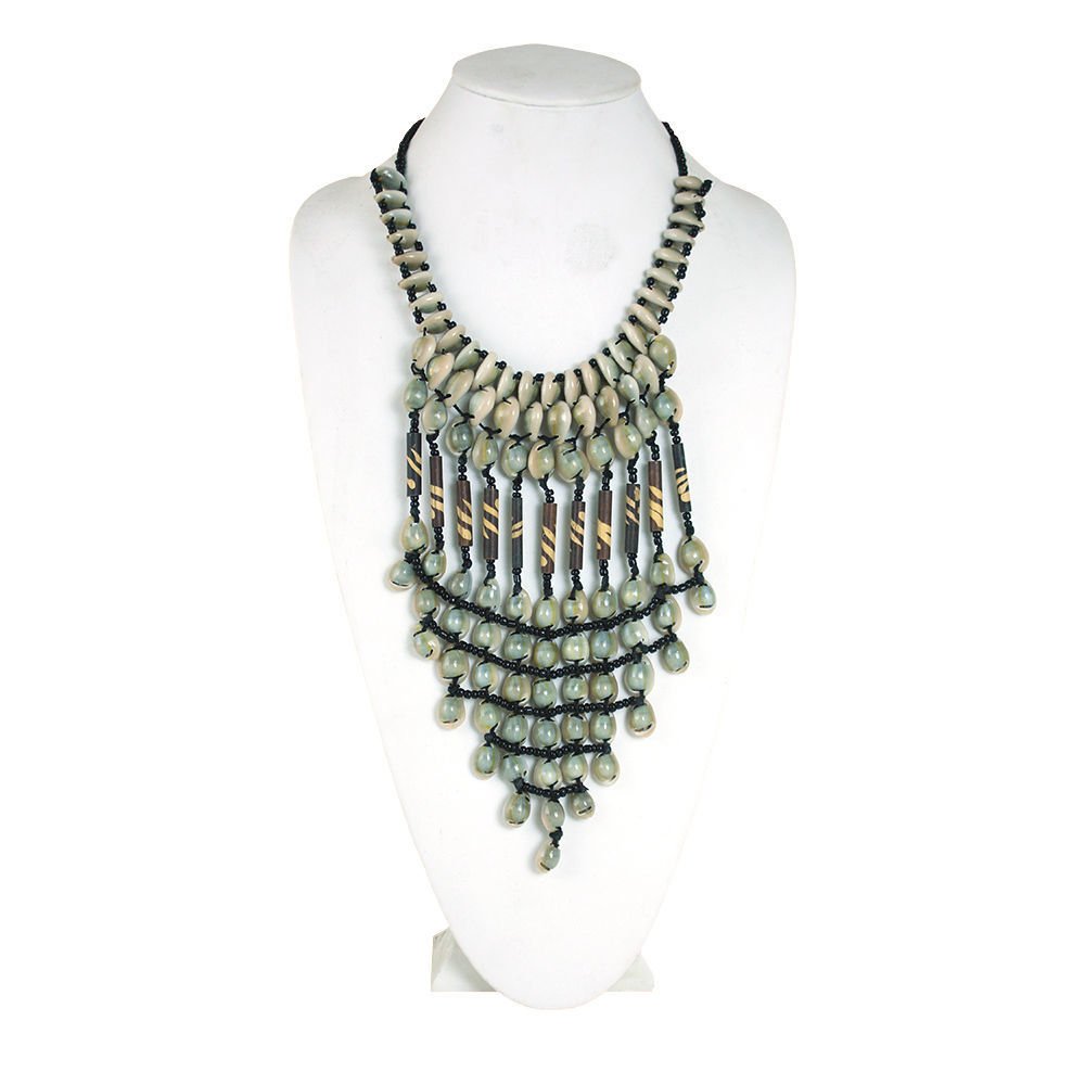 Cowrie Shell and Glass Bead Necklace