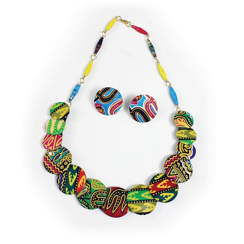 African printed colorful fabric  necklace