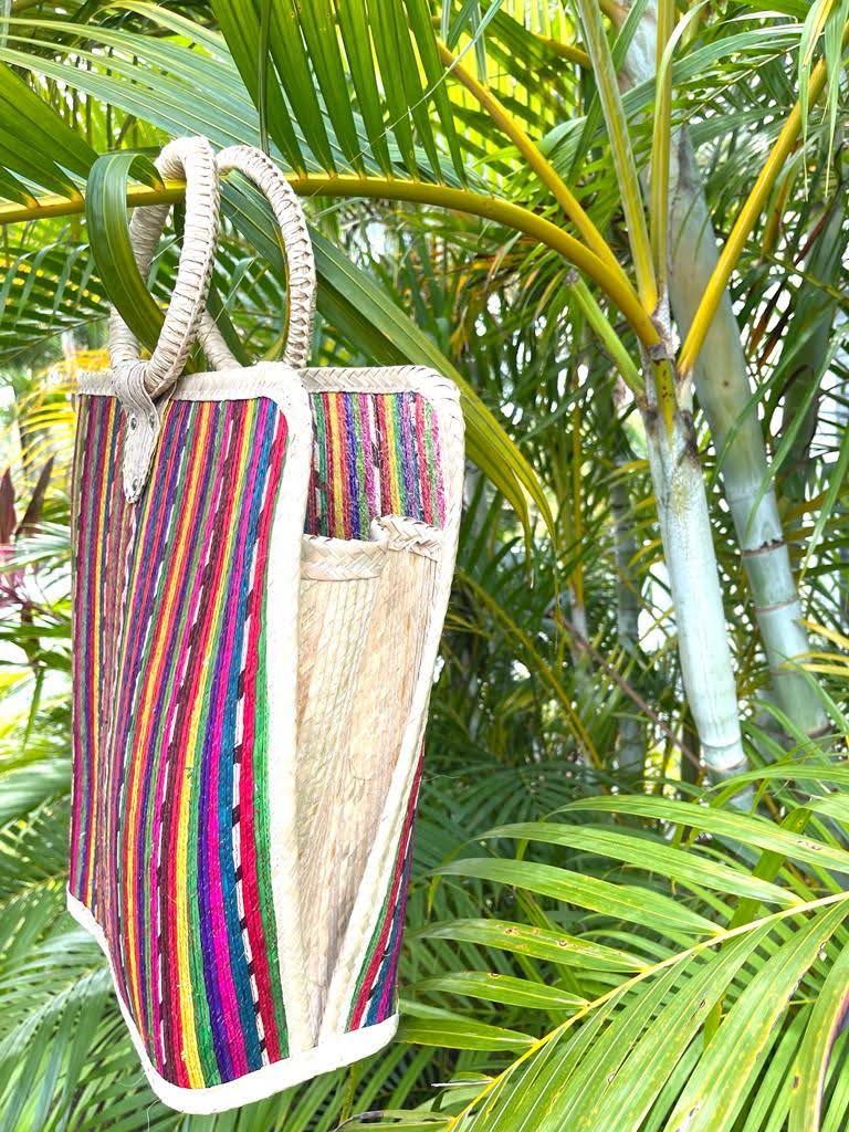 Colorful handmade Mexican hand bag or beach bag tote