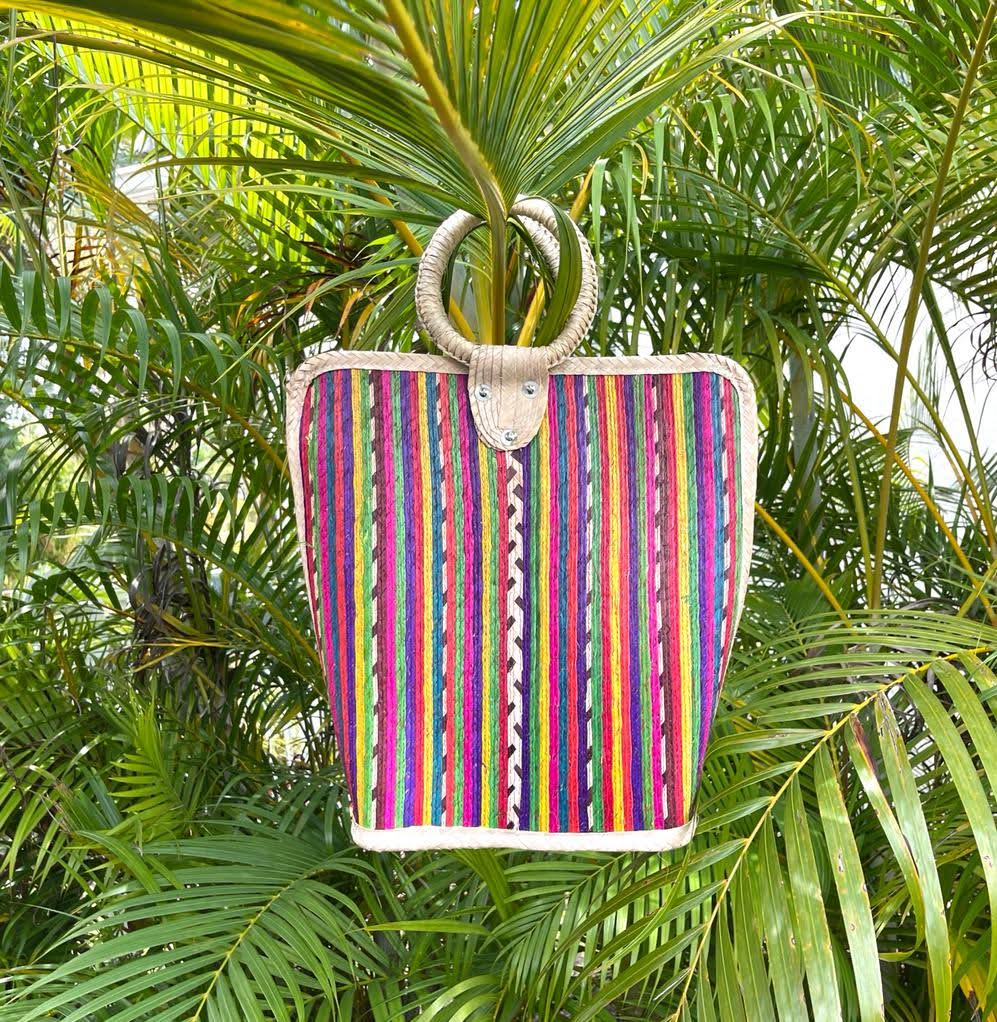 Colorful handmade Mexican hand bag or beach bag tote