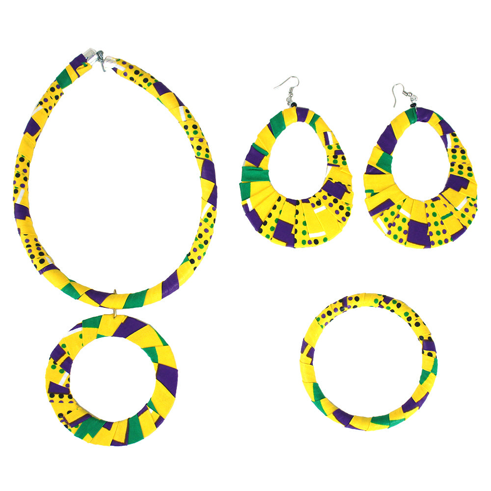 Yellow Kitenge Cloth Jewelry Set