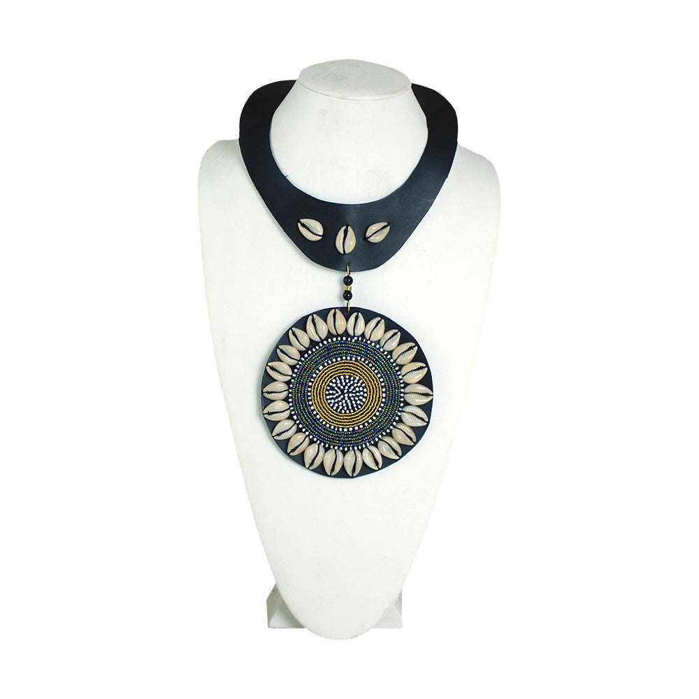 Cowrie Shell Medallion Necklace