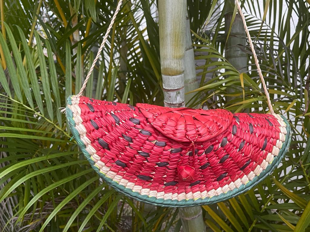 Handmade Mexican watermelon shaped bag/purse from natural fibers