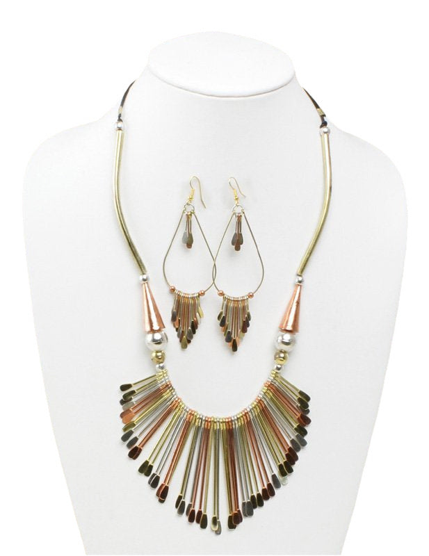 Metallic Necklace & Earring Set