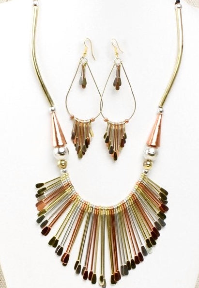 Metallic Necklace & Earring Set