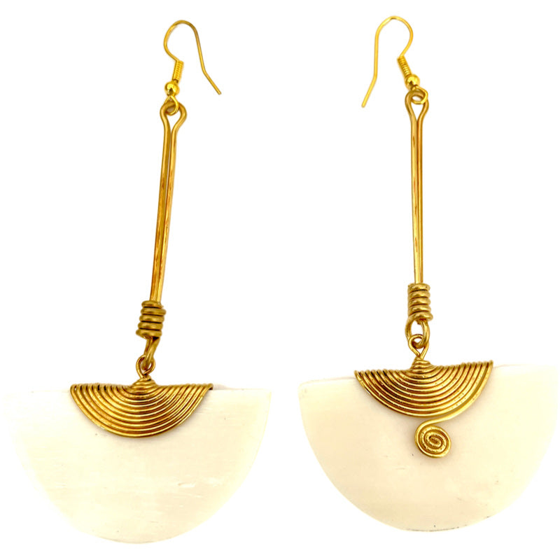 Ivory bone and brass accented earrings