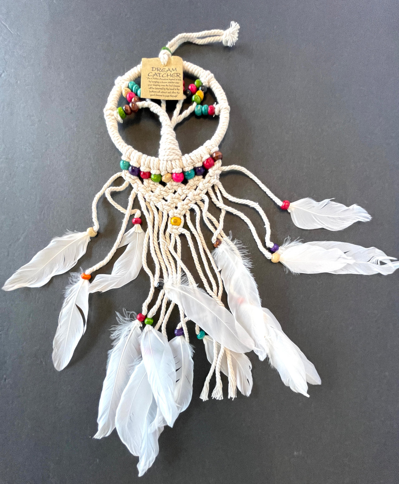 Mini cotton dreamcatcher with feathers