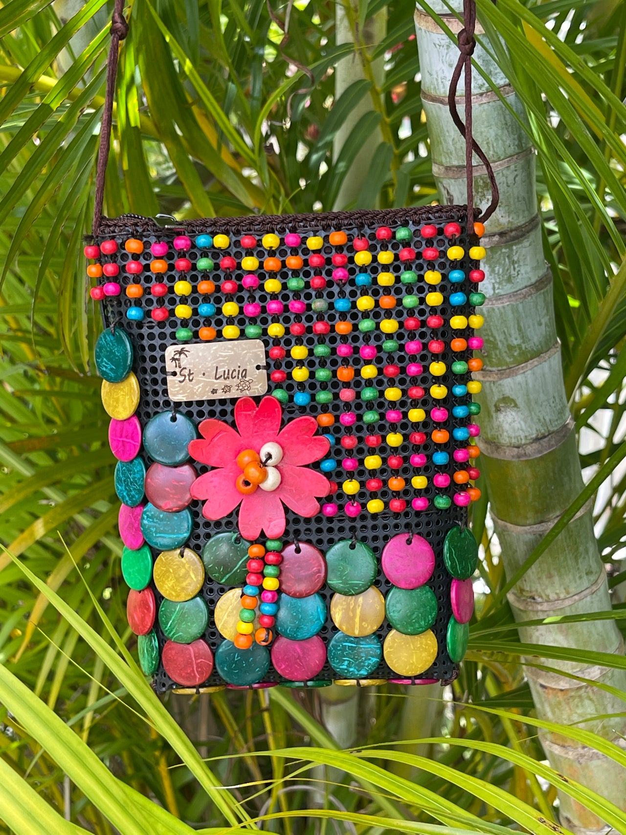 Handmade Saint Lucian colorful purse crossbody bag