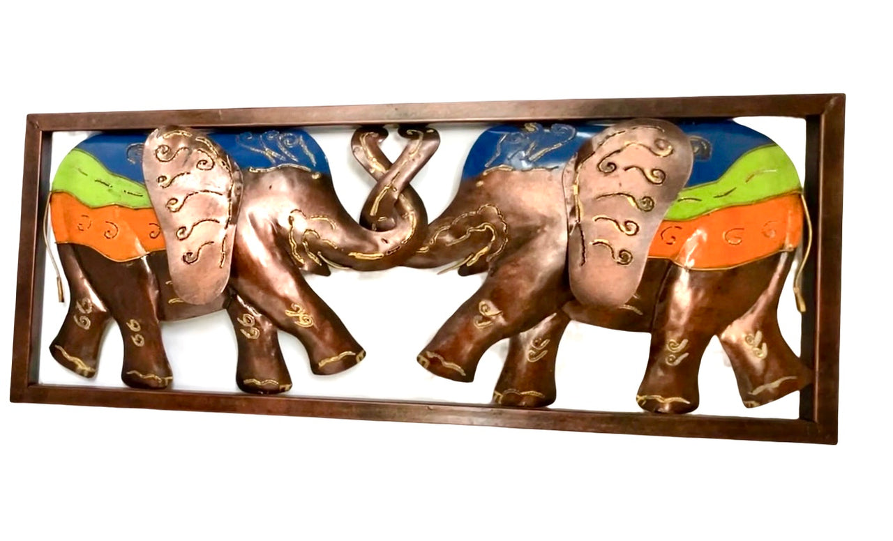 Metal 3D Panel Elephants Wall Art