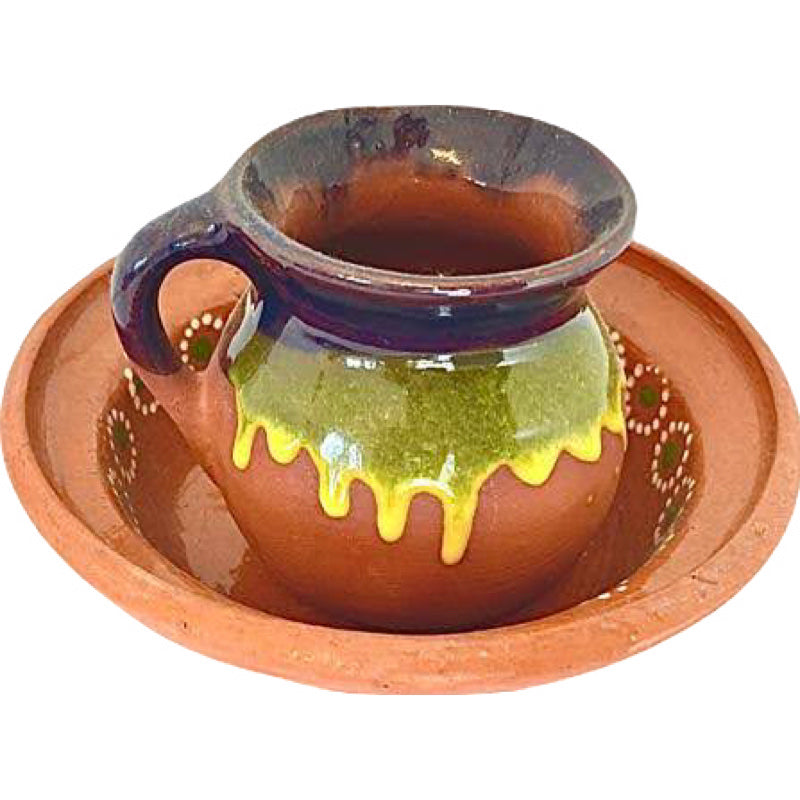 Mexican Clay Mug & Bowl Set With Drizzle