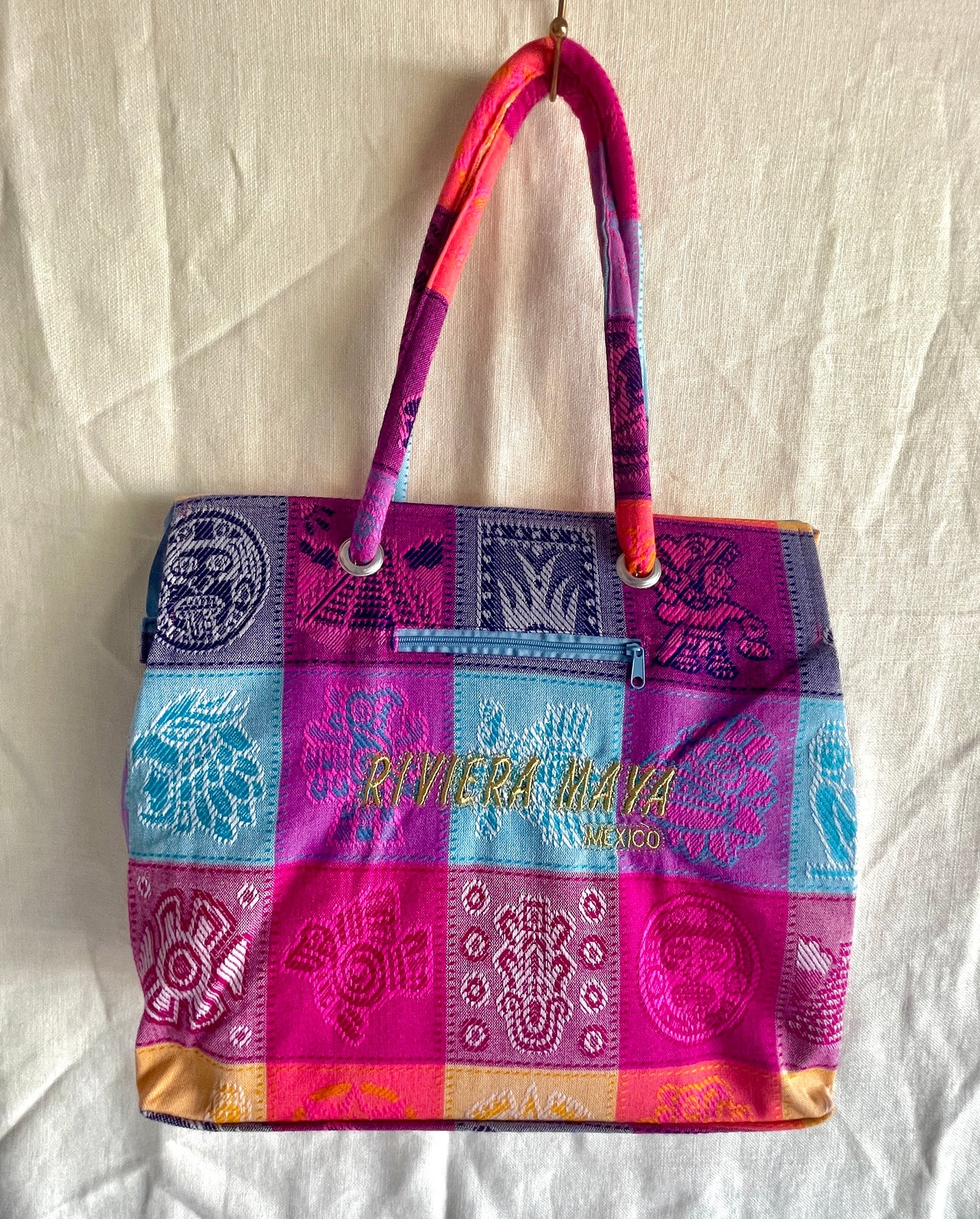 Mexican multi colored beach bag & XL blanket